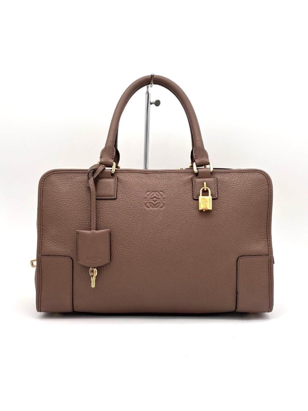 Loewe Amazona 36 Leather Mini Boston Bag Beige